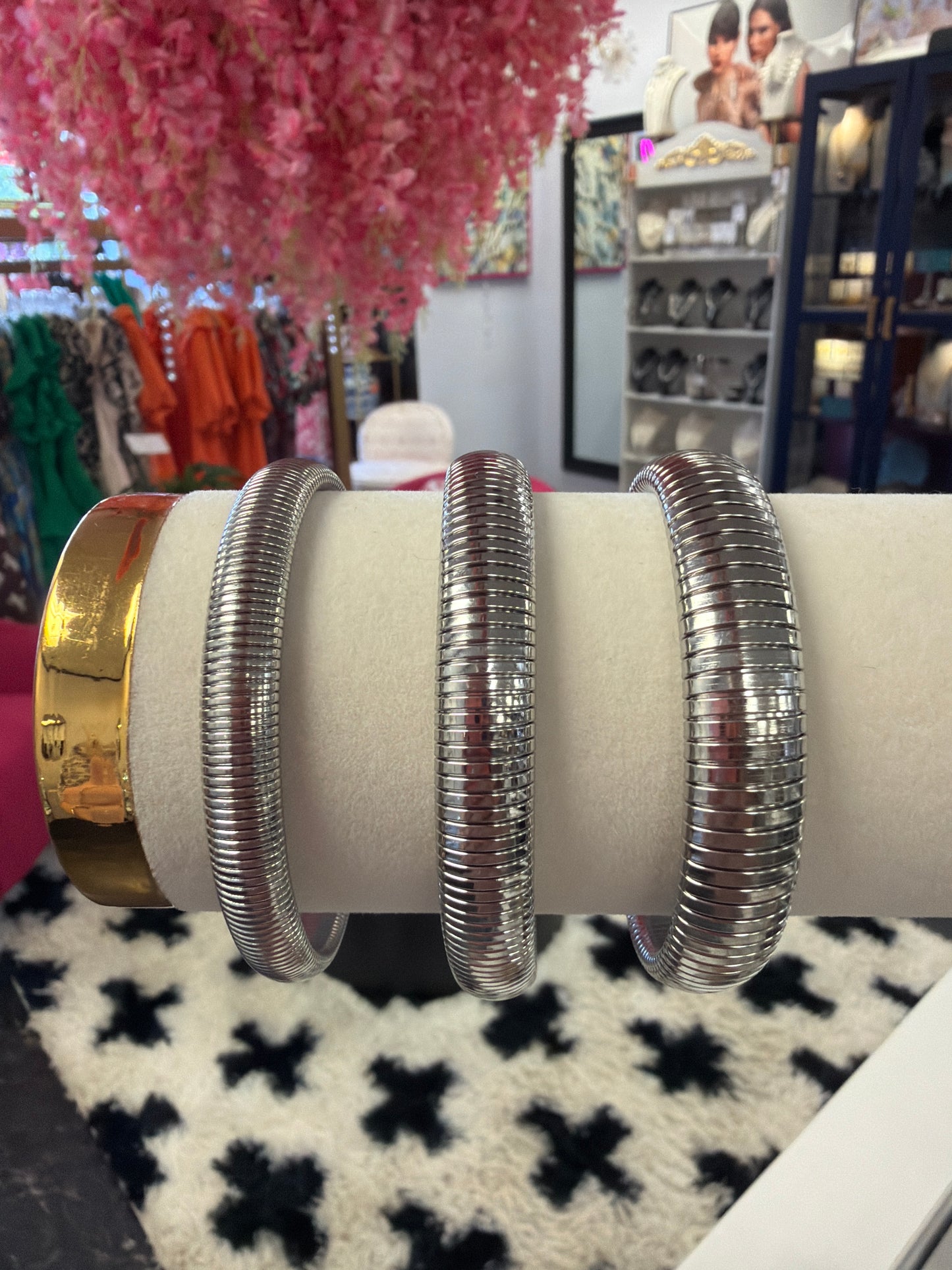 Silver Stainless Steel Stretchy Bracelet