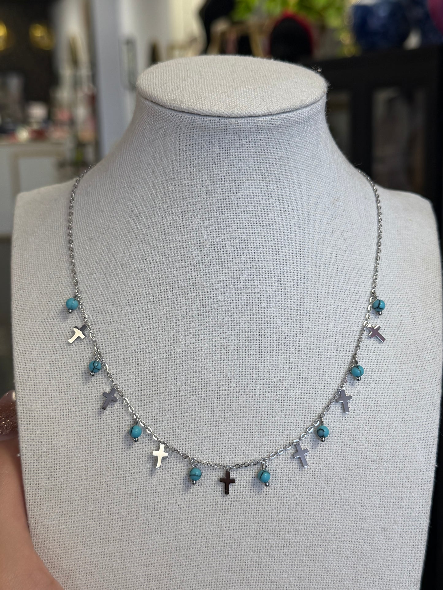 Silver Stainless Multi Cross Necklace
