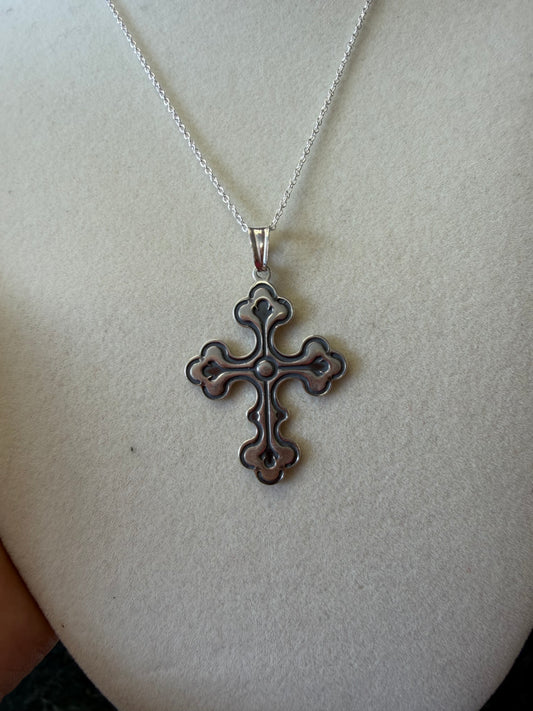 Sterling Silver Cursive Cross Pendant