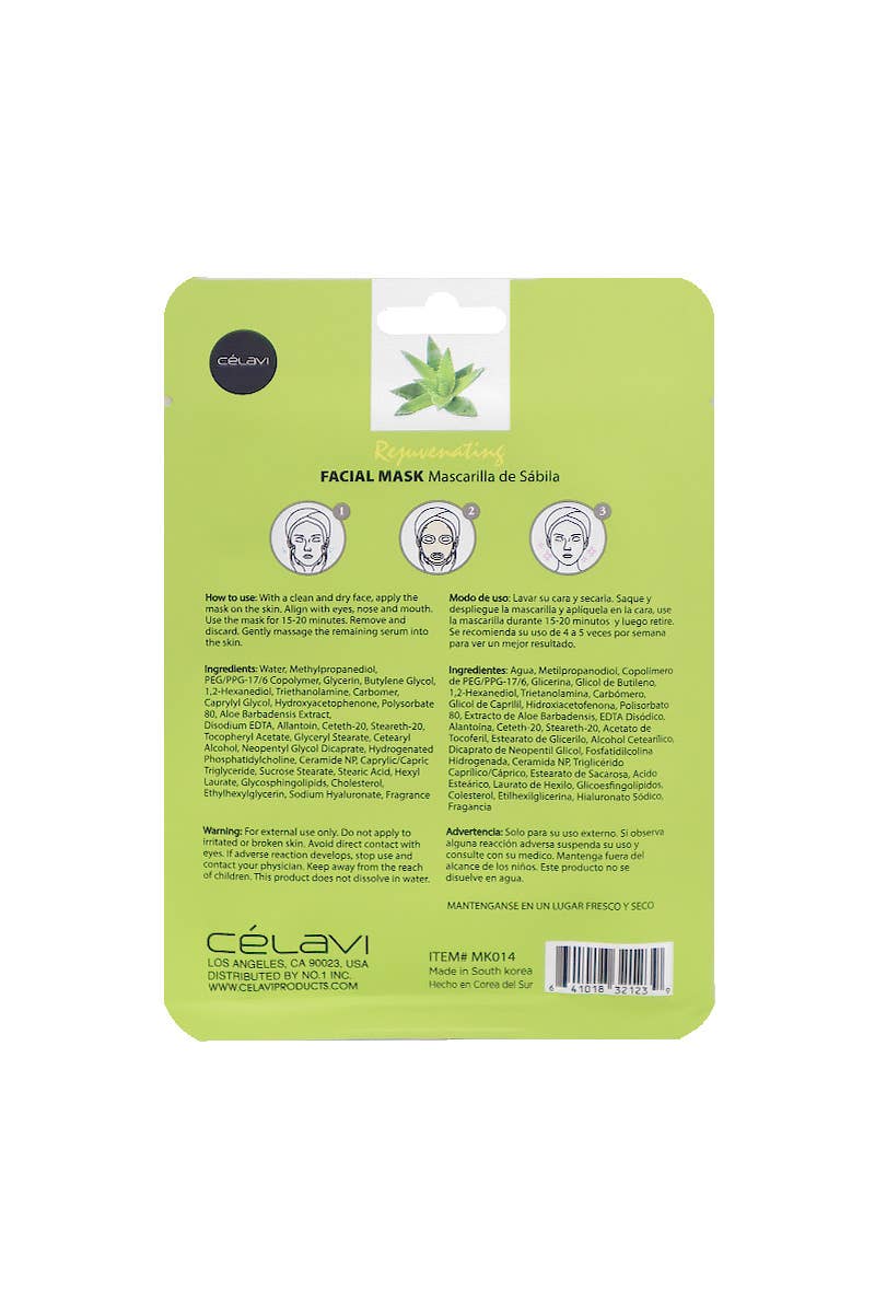 Celavi MK014 Aloe Vera Facial Mask Rejuvenating - 24pc