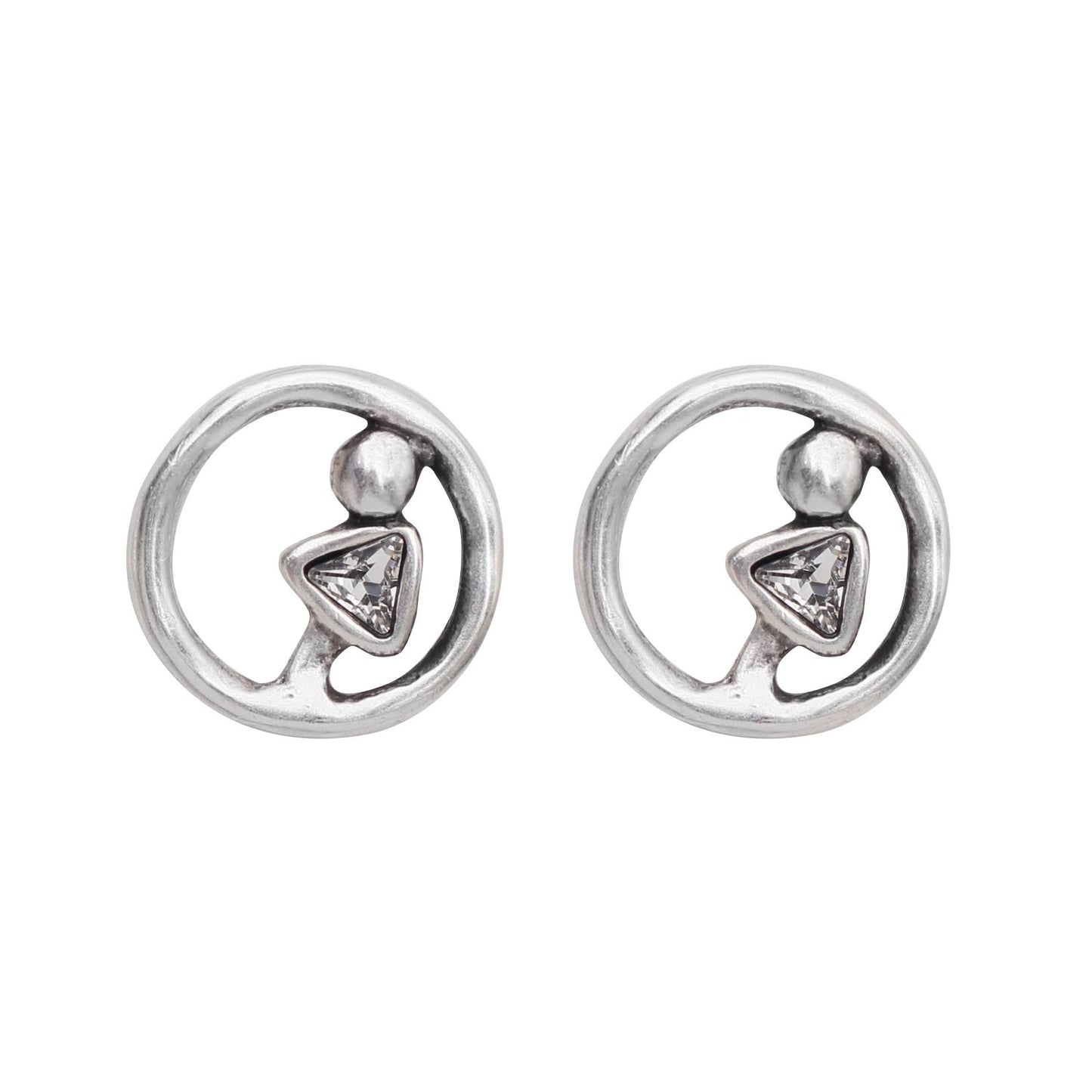 Handmade Clear Crystal Pewter Earrings - 1913