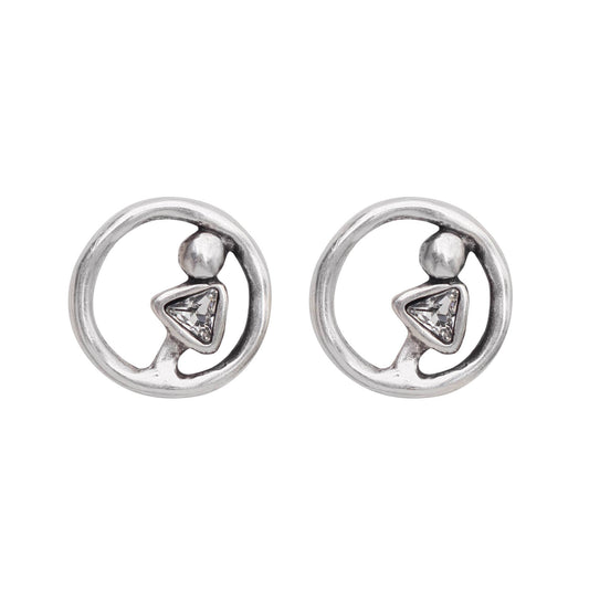 Handmade Clear Crystal Pewter Earrings - 1913
