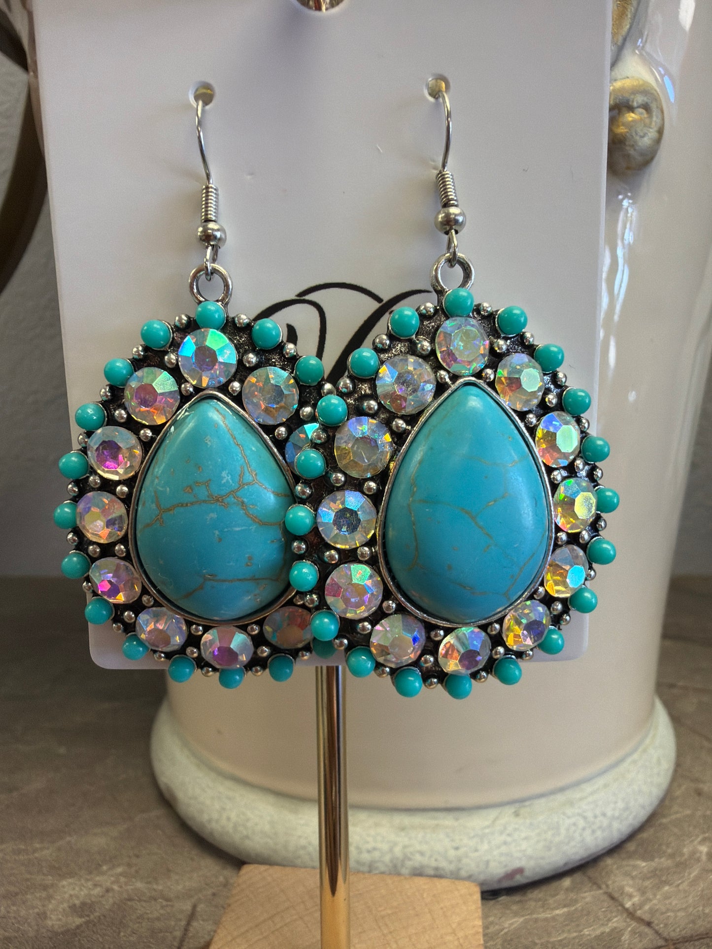 Southwestern AB Stone Hook Earrings