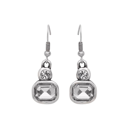 Handmade Clear Crystal Pewter Earrings - 1949