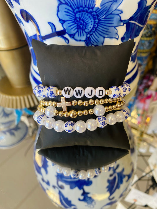 WWJD Stretch Beaded Bracelets