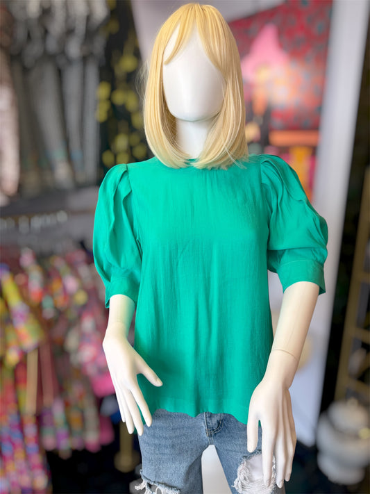 Emerald Green Bubble Sleeve Top
