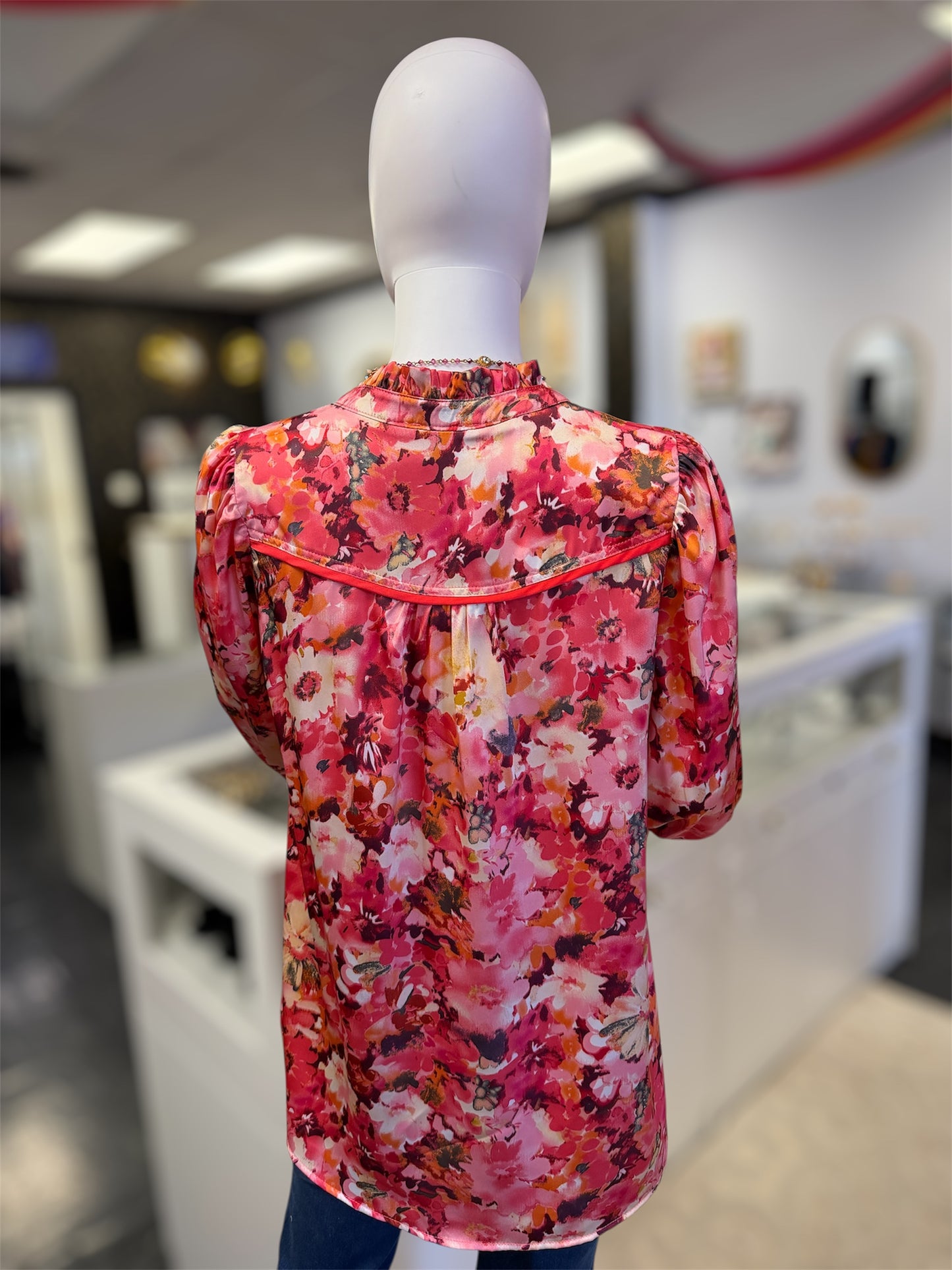 Fall Fields Satin Floral Top