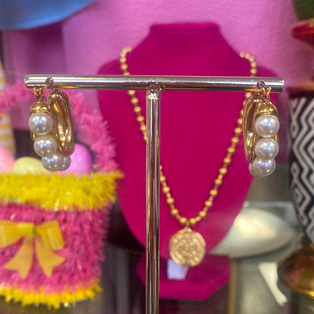 Small stainless Pearl hoop