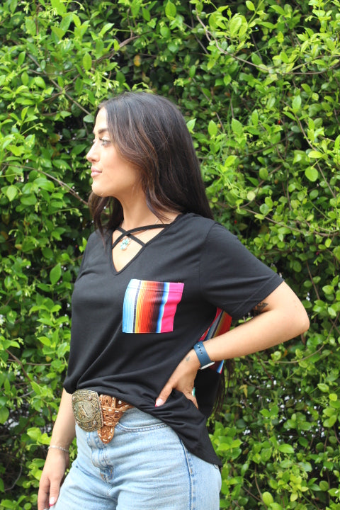 Cross the Line Criss Cross Front Tee Summer Serape