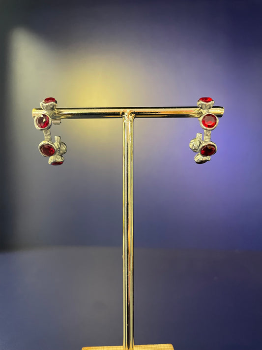 Uno Ruby Silver Hoop Earring