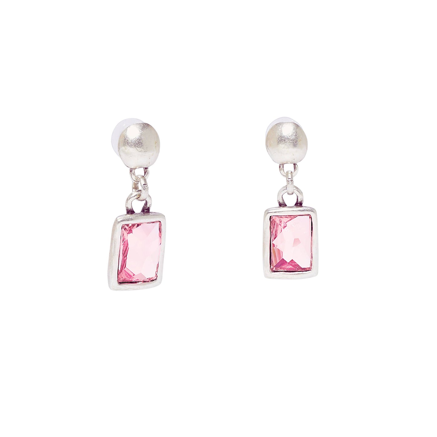 Handmade Pink Crystal Pewter Earrings - 1816 Pink