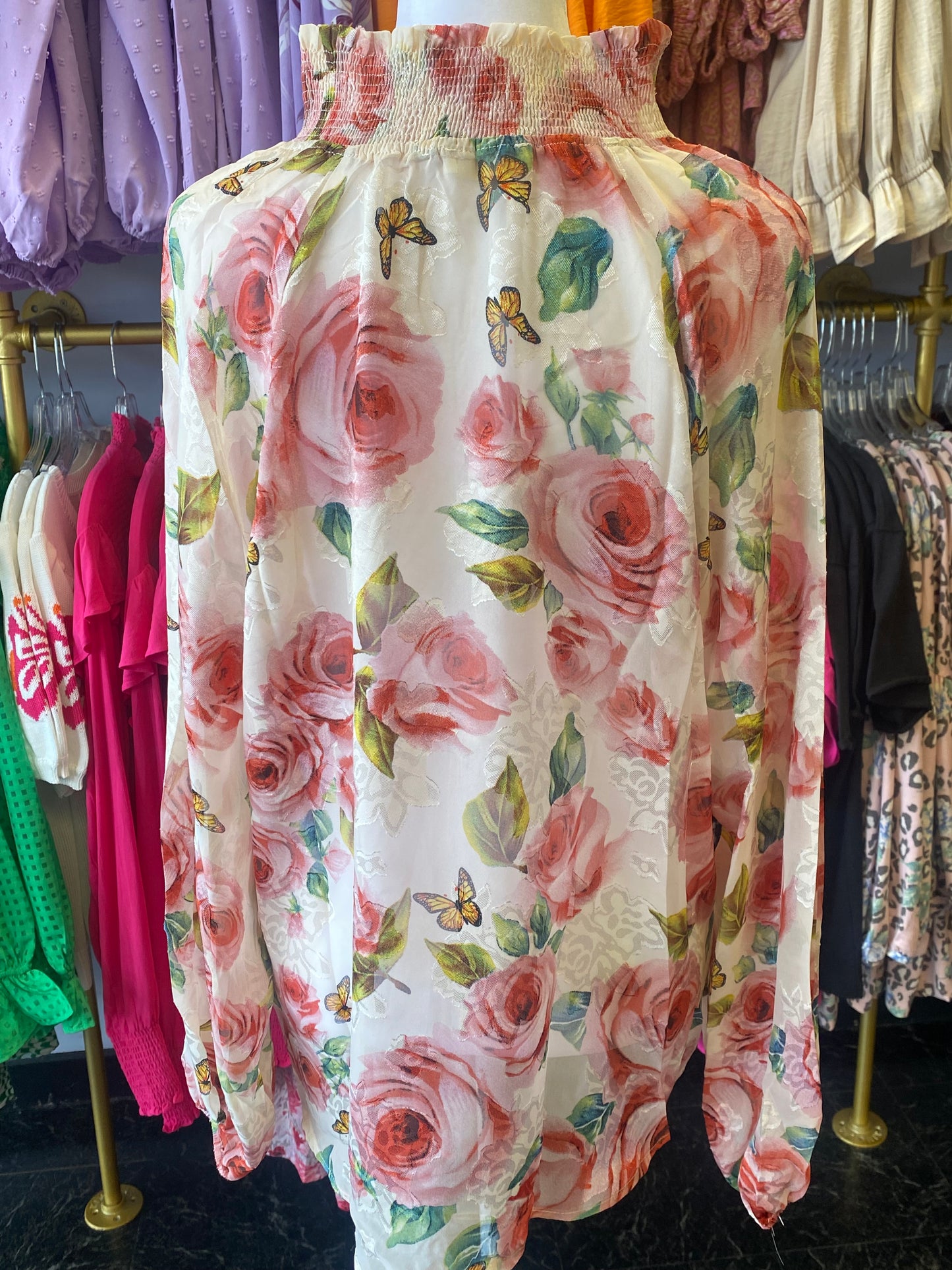 Chiffon Big Rose Printed Top