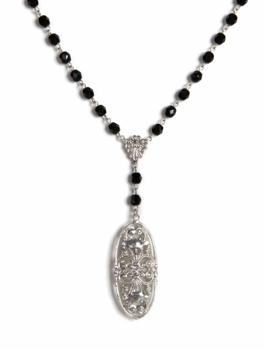 Antigua Rosary Jet Silver