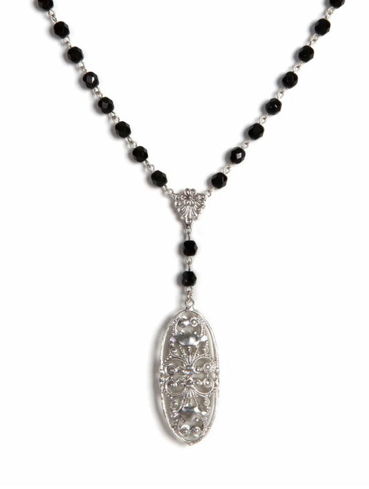 Antigua Rosary Jet Silver