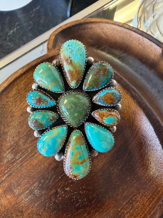 Sterling Silver Native A. Spencer Royston Turquoise Ring Adjustable