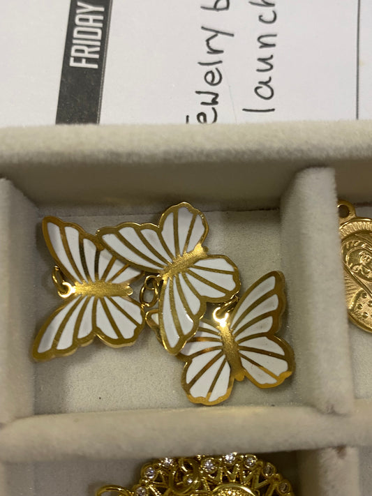 White 3D butterflies Charm