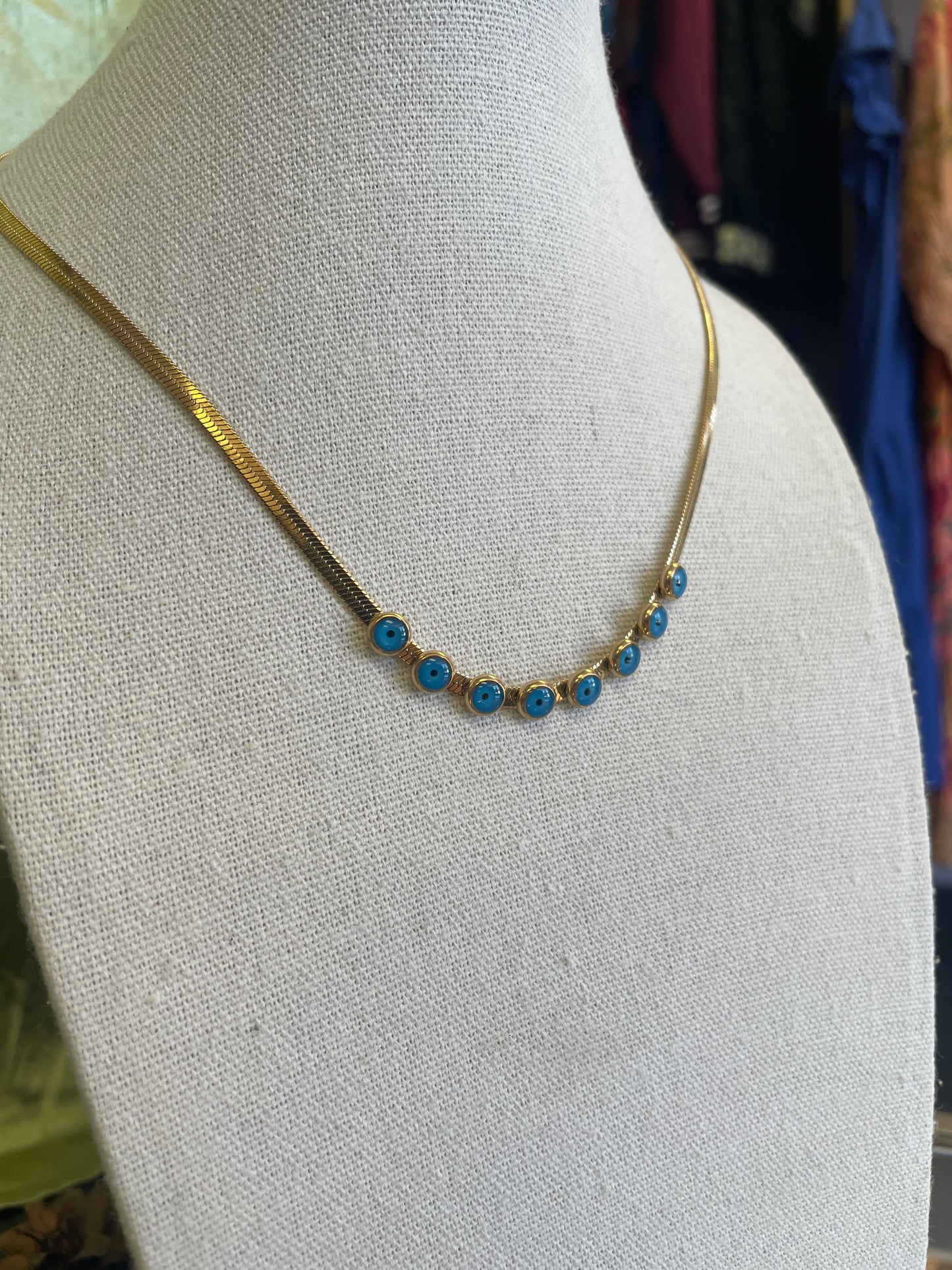 Evil Eye Stainless Gold Plated Necklace