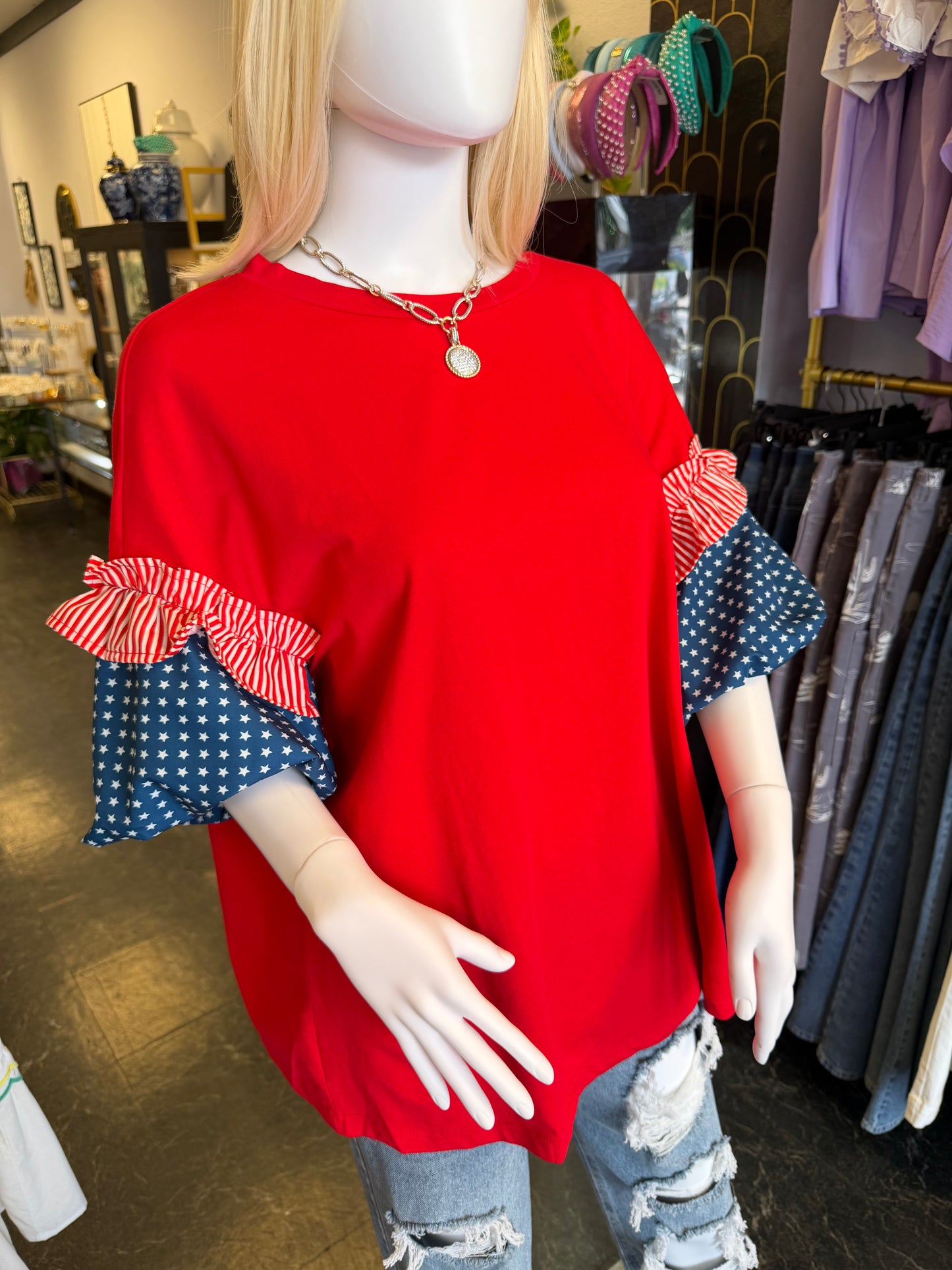 America Red, White, & Blue Top