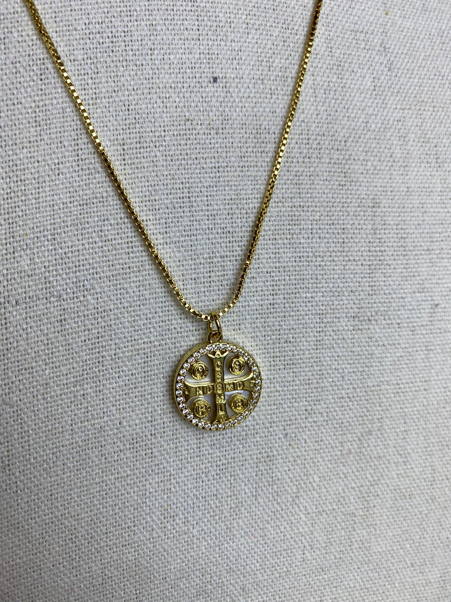 Gold Saint Benedict Cross Dainty Necklace