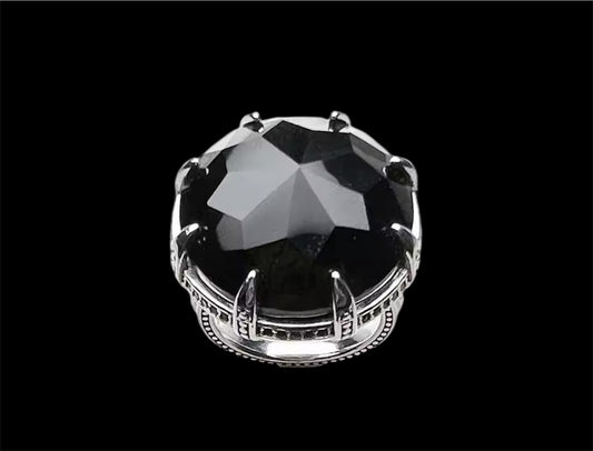 Ozzie Black Detailed 925 Sterling Silver Ring Size 8