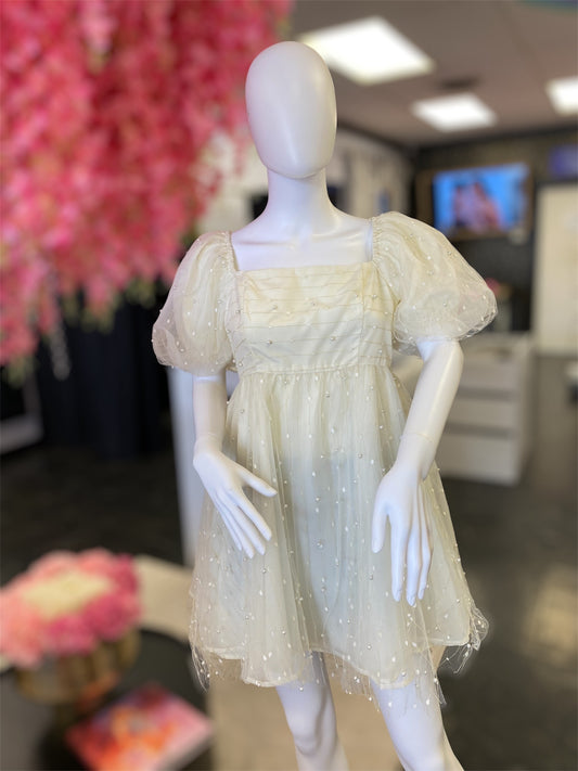 Pearl Mesh Babydoll Dress
