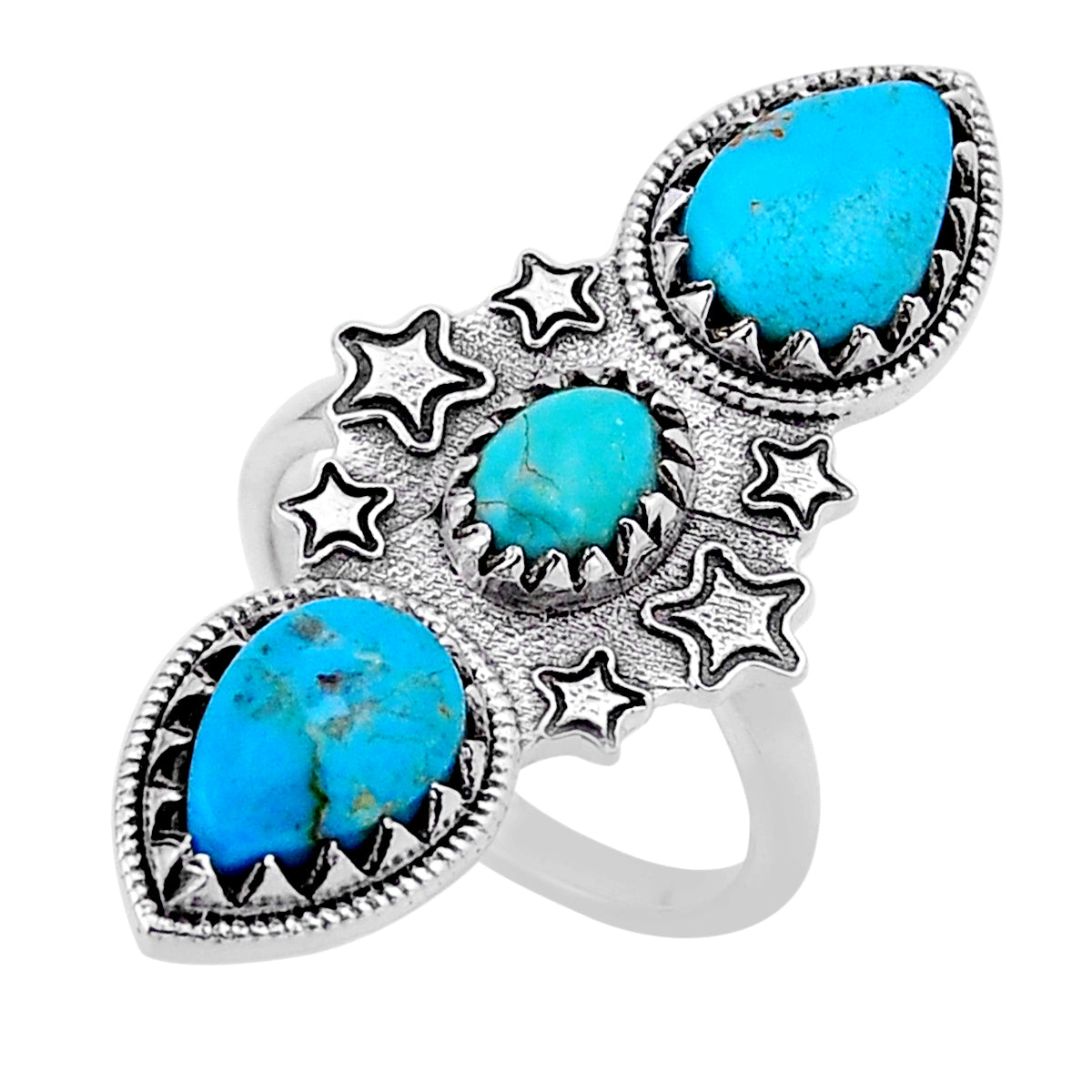 925 silver 3 stone green arizona Mojave turquoise ring size 8