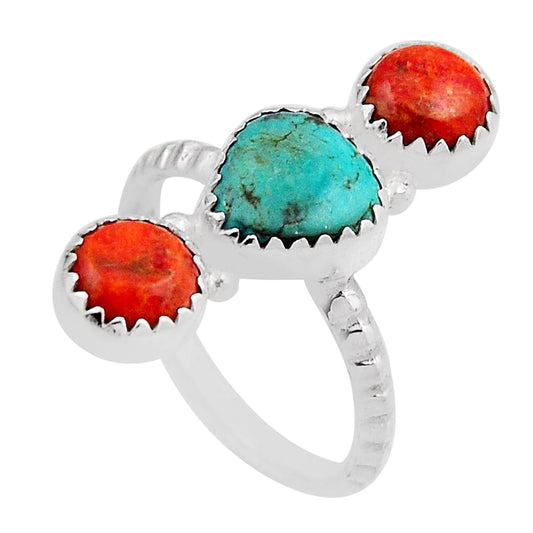 size 8 925 silver 3 stone turquoise Mojave turquoise ring