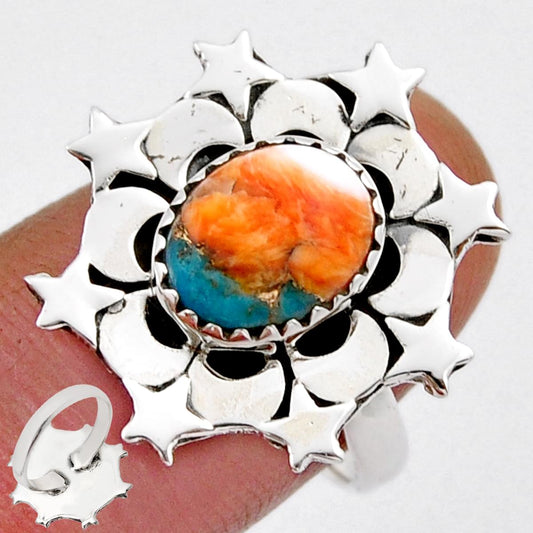 sterling silver spiny oyster Arizona turquoise ring size 8