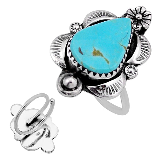 925 silver Arizona mojave turquoise adjustable ring