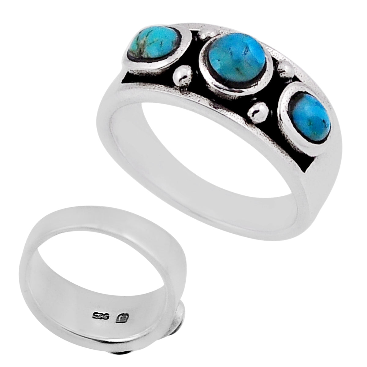 925 silver blue Arizona MOJAVE turquoise ring size 6
