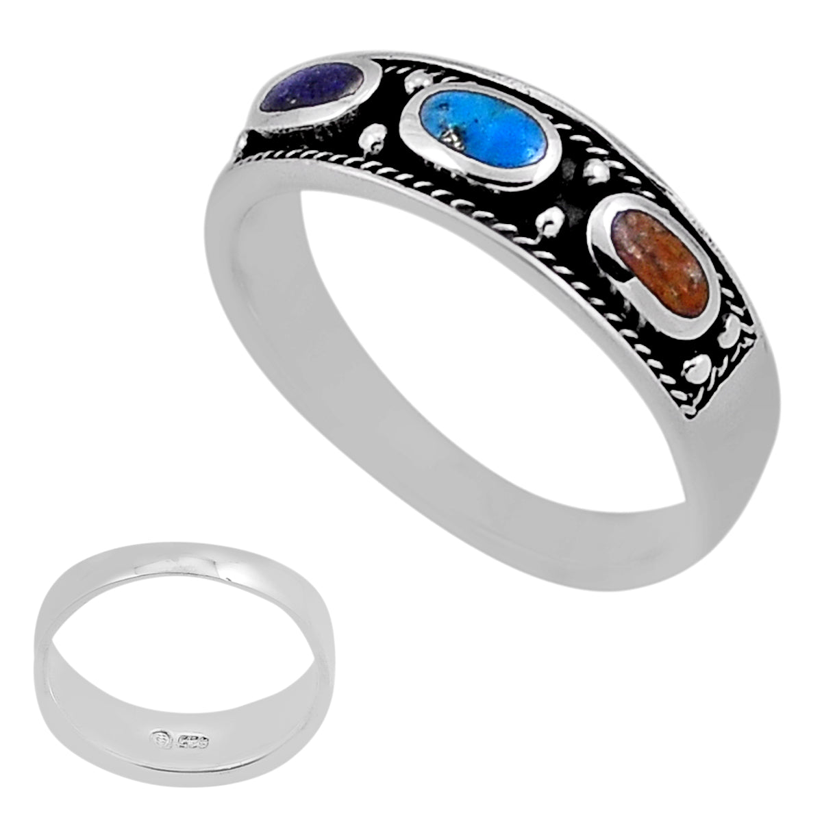 925 silver blue Arizona MOJAVE turquoise ring size 8