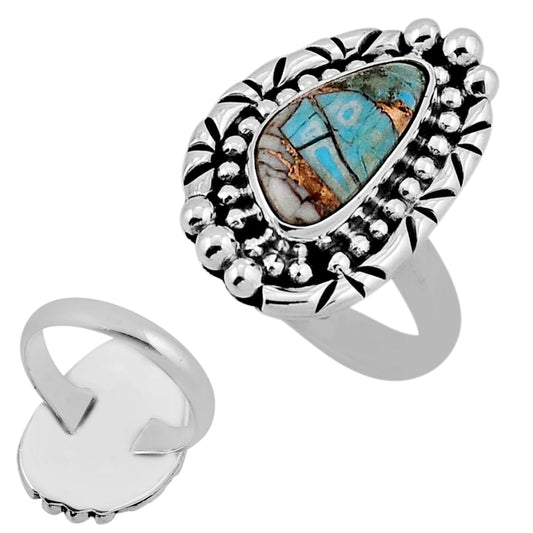 925 silver cotton candy turquoise fancy ring size 6