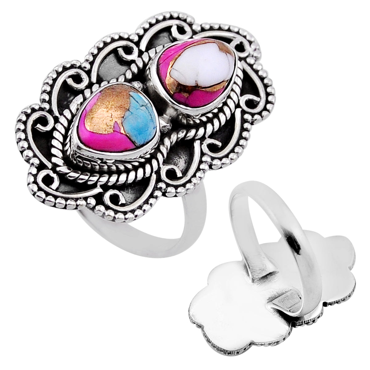 925 silver cotton candy turquoise ring size 8