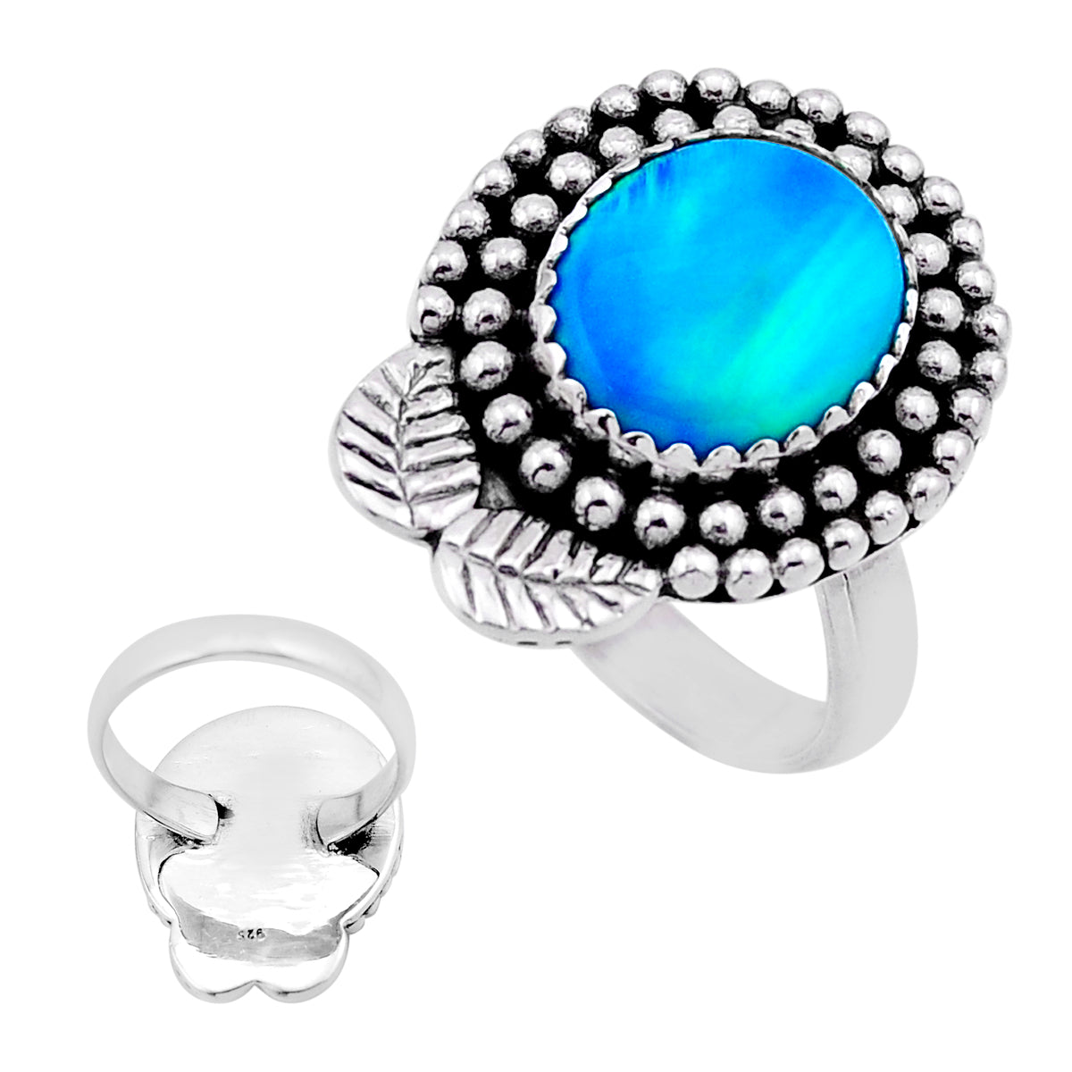 925 silver volcano aurora opal leaf ring size 8