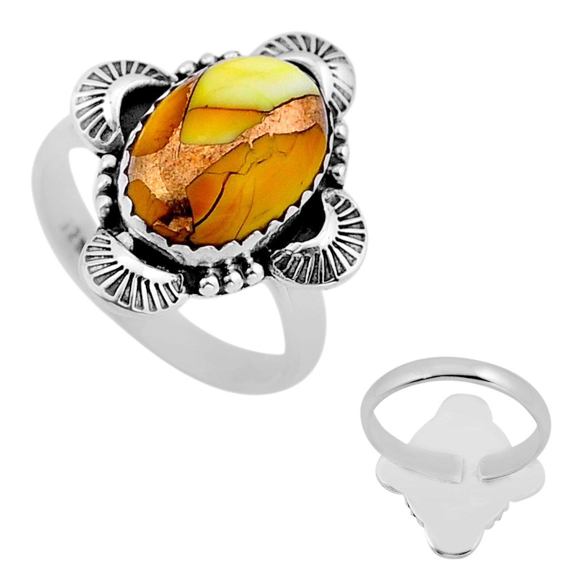 925 silver honey dahlia oval adjustable ring size 8
