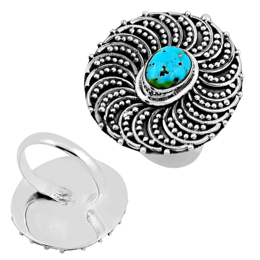 size 7.5 925 silver closed back turquoise adjustable ring