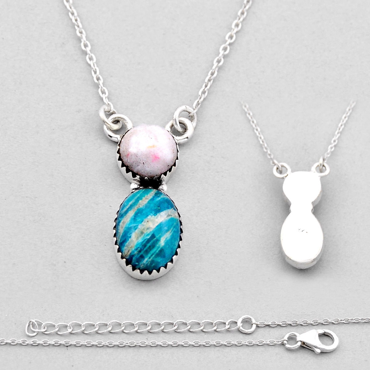 925 silver green amazonite cinnabar spanish necklace