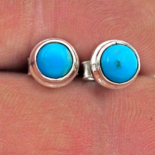 blue sleeping beauty turquoise round dangle stud earrings