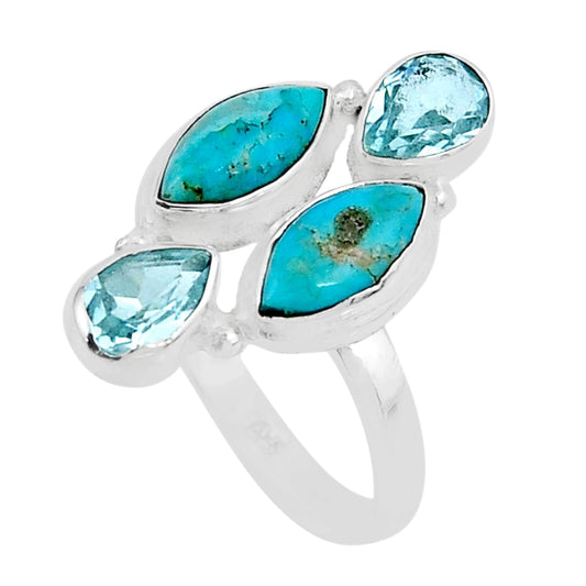 925 silver natural green turquoise topaz ring size 8