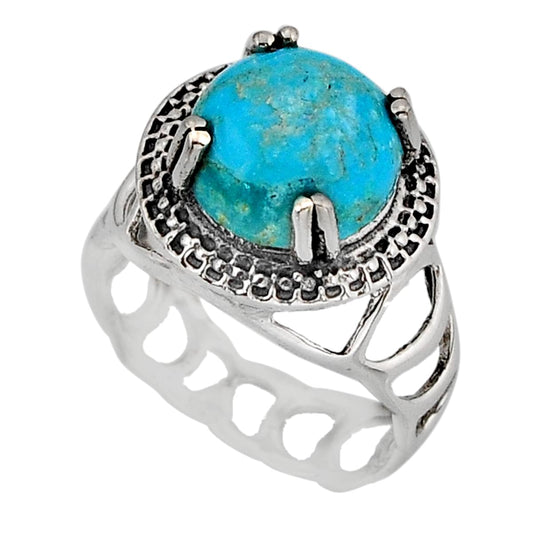925 silver solitaire prong set blue arizona mohave turquoise ring size 8