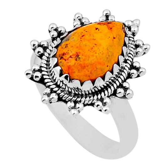 size 7 925 silver solitaire bumble bee Australian jasper ring