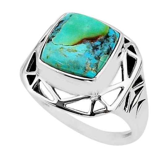 925 silver solitaire green arizona mohave turquoise ring size 7.5