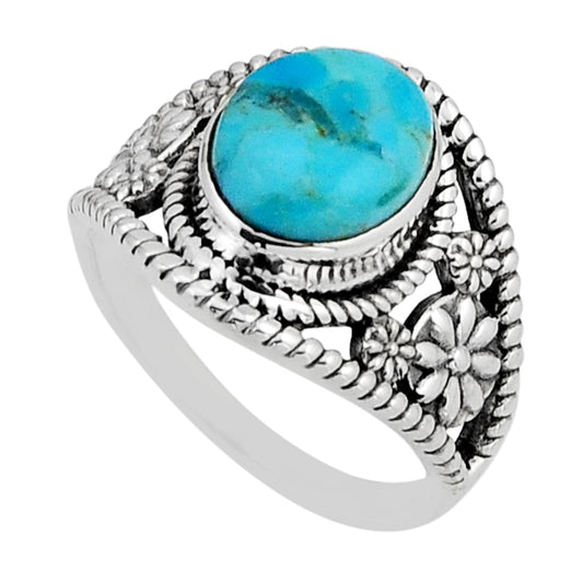 925 silver solitaire natural blue king man turquoise ring size 8.5