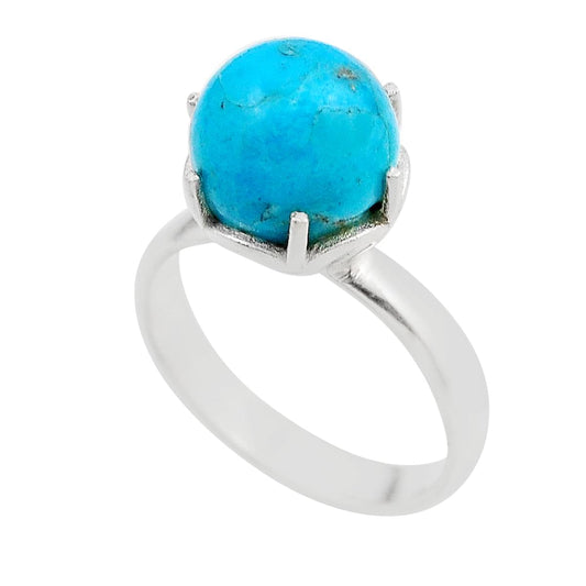 925 silver solitaire natural blue king man turquoise ring size 7