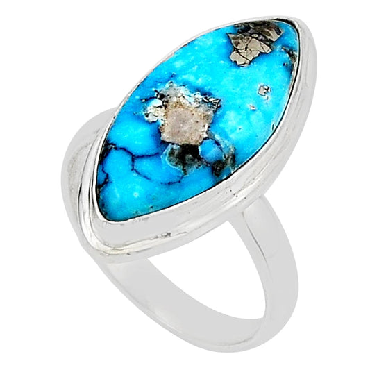 925 silver natural blue king man turquoise ring size 8