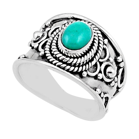 solitaire natural green turquoise 925 silver ring