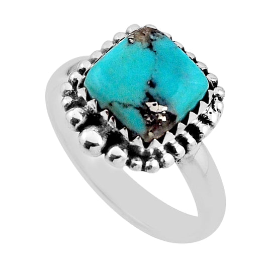 925 silver solitaire natural green turquoise ring size 9