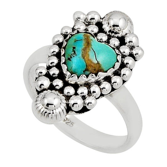 size 7 925 silver solitaire natural turquoise heart ring