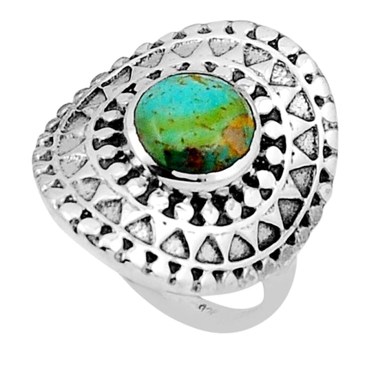 size 6 925 silver solitaire natural turquoise round ring