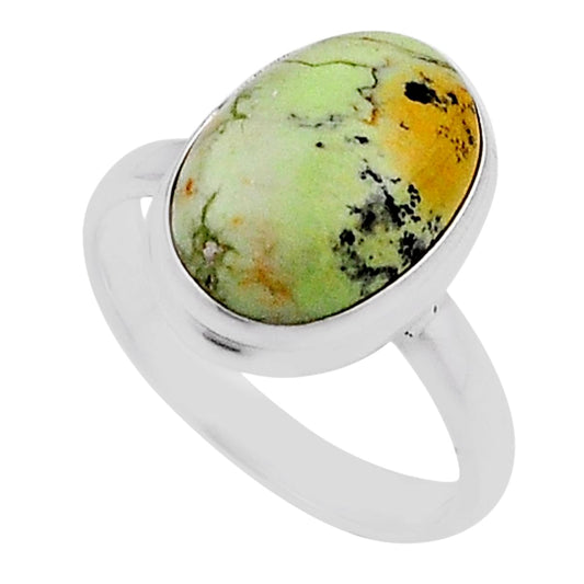 solitaire natural lemon chrysoprase oval ring size 8